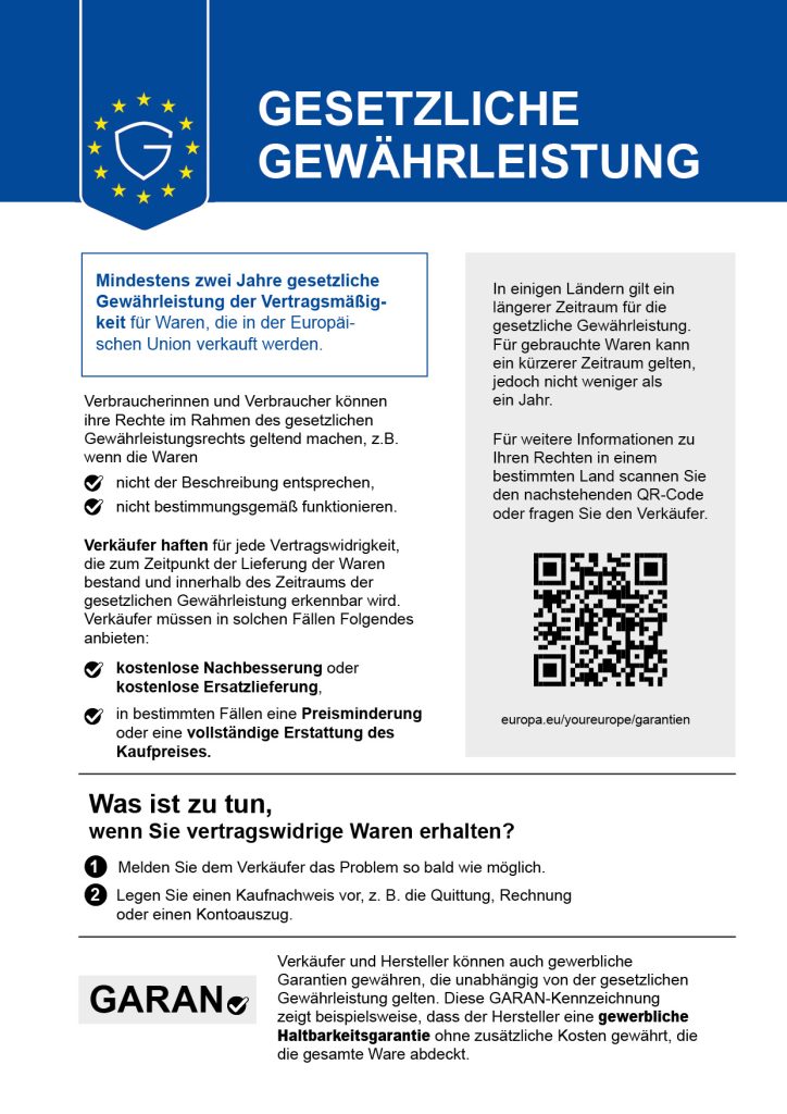 Gesetzliches Gewaehrleistungslabel farbig